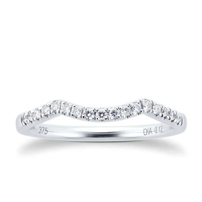 Goldsmiths 9ct White Gold Diamond Halo Bridal Set - Ring Size J