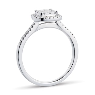 Goldsmiths 9ct White Gold Diamond Multi Stone Halo Cushion Cut Ring