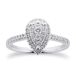 06016634 - 9ct White Gold Diamond Multi Stone Halo Pear Shaped Ring