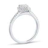 Goldsmiths 9ct White Gold Diamond Multi Stone Halo Pear Shaped Ring - Ring Size J