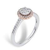 Goldsmiths 9ct White Gold Diamond Multi Stone Halo Round Cut Ring - Ring Size K