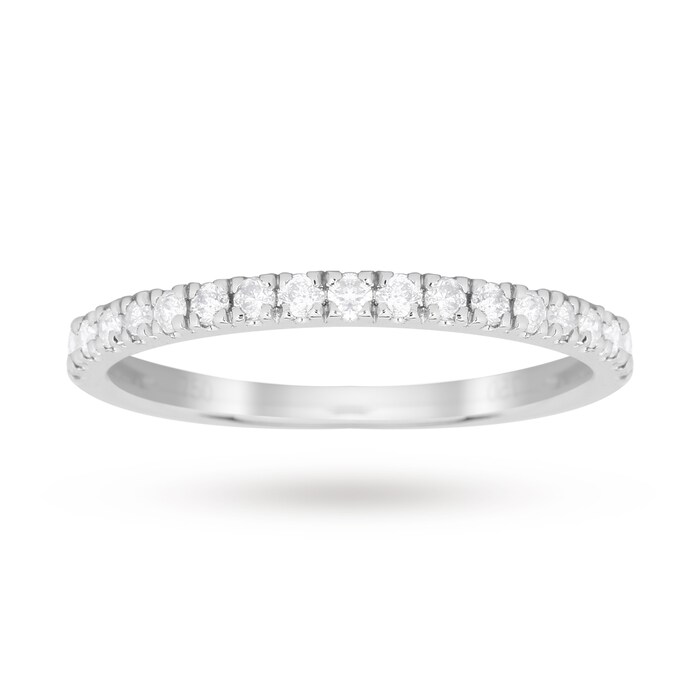 Goldsmiths Brilliant Cut 1.00 Total Carat Weight Cluster Bridal Set In 18 Carat White Gold - Ring Size P