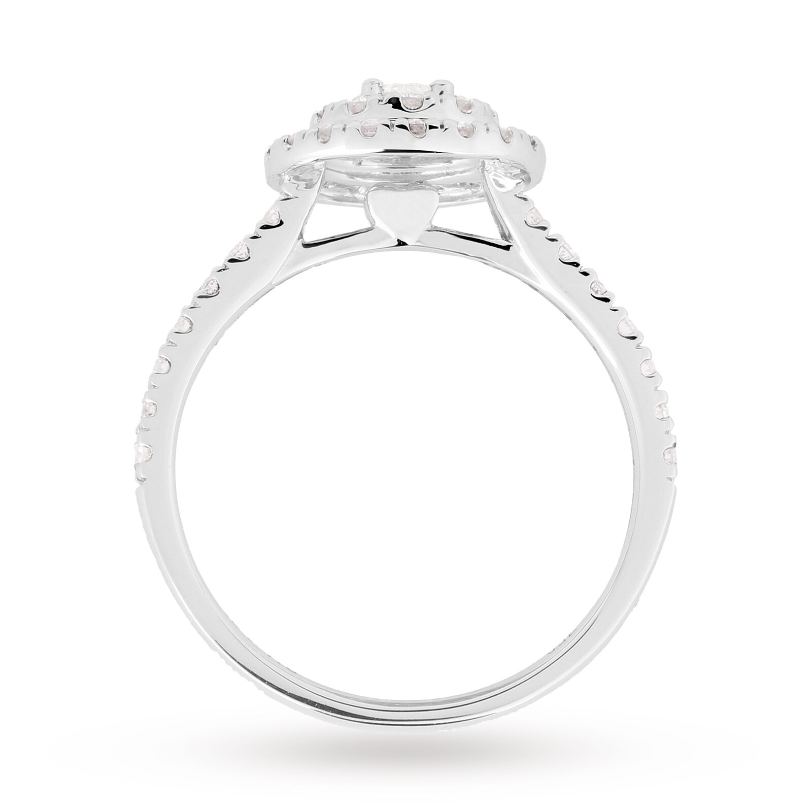 Goldsmiths Brilliant Cut 1.00 Total Carat Weight Cluster Bridal Set In 18 Carat White Gold - Ring Size P Goldsmiths Brilliant Cut 1.00 Total Carat Weight Cluster Bridal Set In 18 Carat White Gold - Ring Size P
