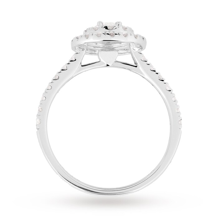 Goldsmiths Brilliant Cut 1.00 Total Carat Weight Cluster Bridal Set In 18 Carat White Gold - Ring Size P