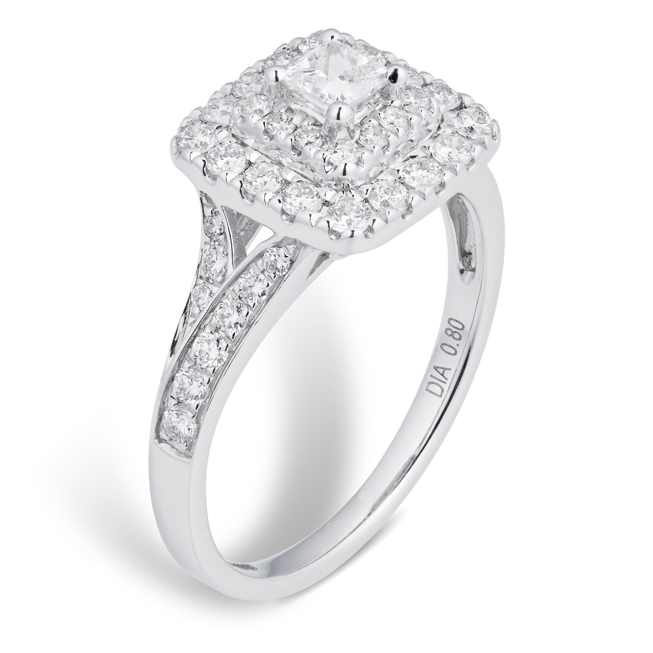 Goldsmiths 18ct White Gold Princess Cut 1.00cttw Diamond Bridal Set Goldsmiths 18ct White Gold Princess Cut 1.00cttw Diamond Bridal Set