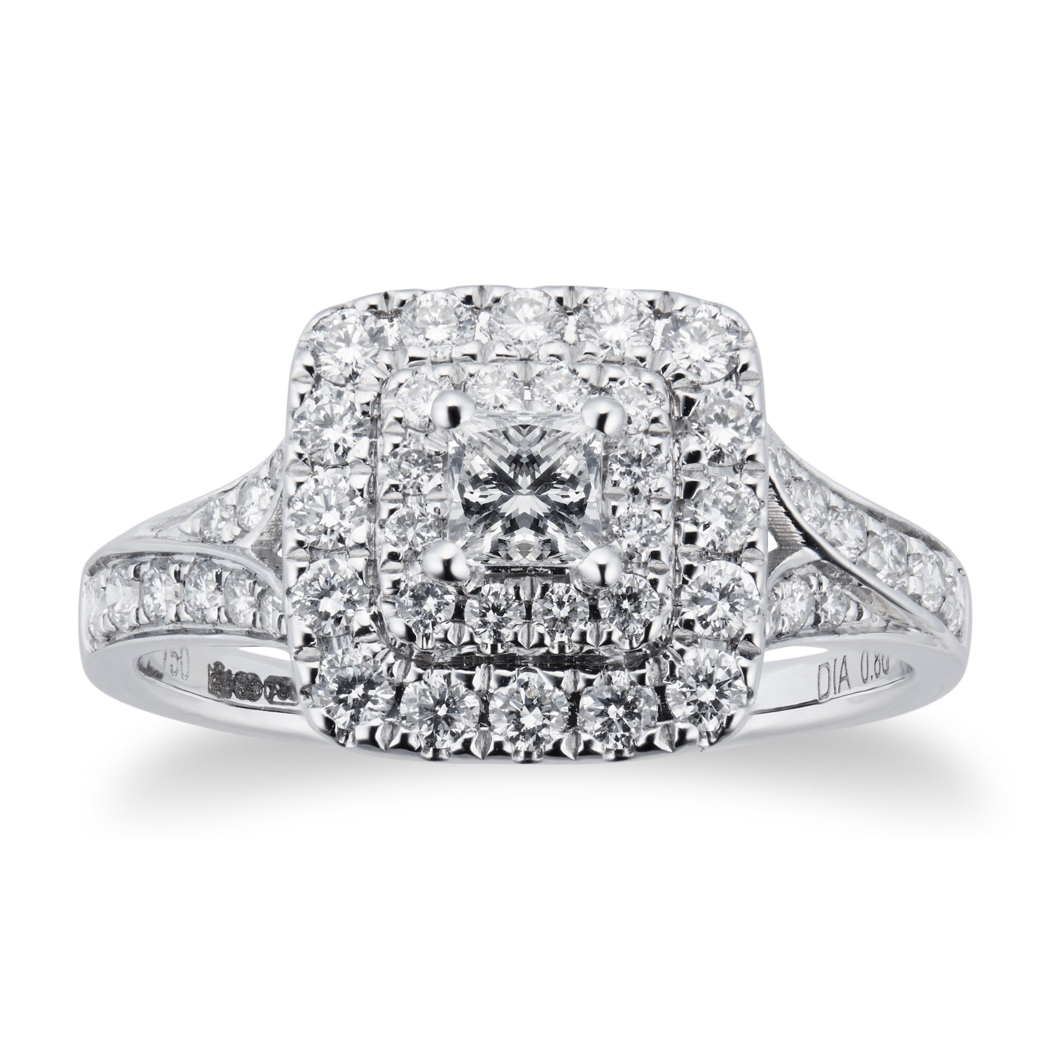 Goldsmiths 18ct White Gold Princess Cut 1.00cttw Diamond Bridal Set Goldsmiths 18ct White Gold Princess Cut 1.00cttw Diamond Bridal Set