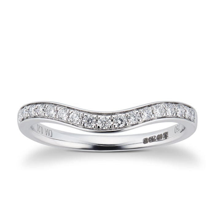 Goldsmiths 18ct White Gold Princess Cut 1.00cttw Diamond Bridal Set - Ring Size J