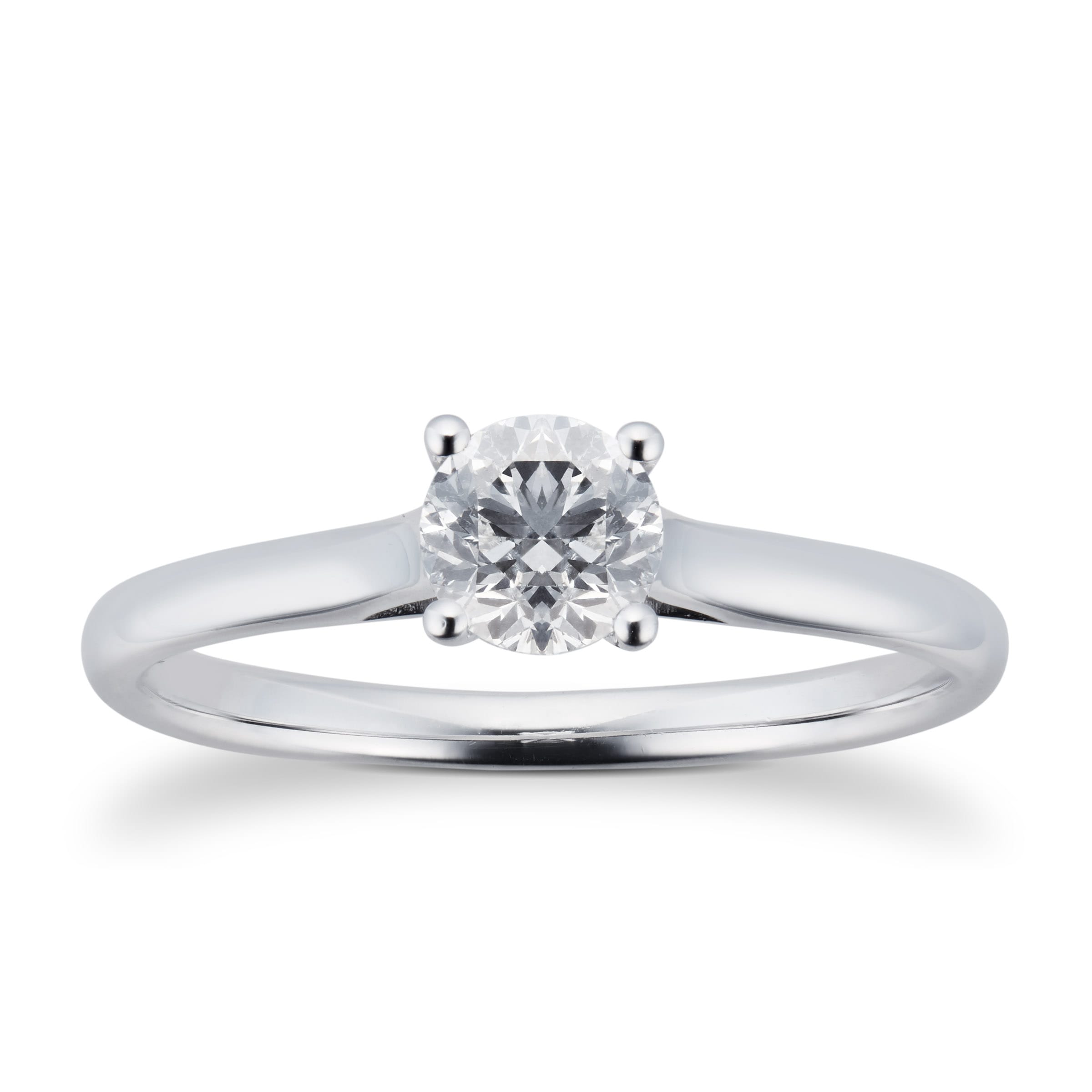 Brilliant Cut 0.50ct 4 Claw Diamond Solitaire Ring In 9ct White Gold - Ring Size Q