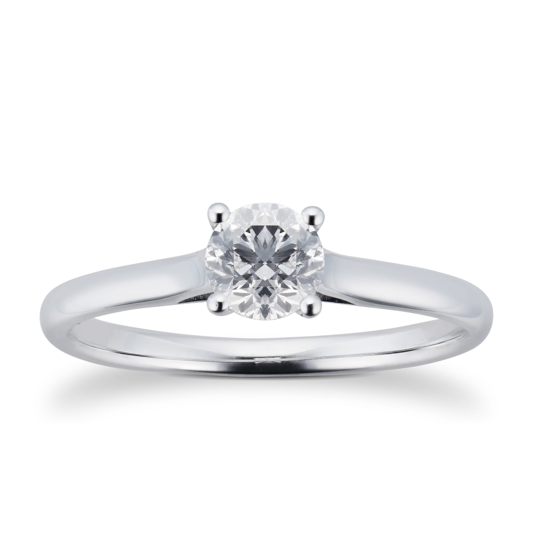 Goldsmiths Brilliant Cut 0.50ct 4 Claw Diamond Solitaire Ring In 9ct White Gold Goldsmiths Brilliant Cut 0.50ct 4 Claw Diamond Solitaire Ring In 9ct White Gold