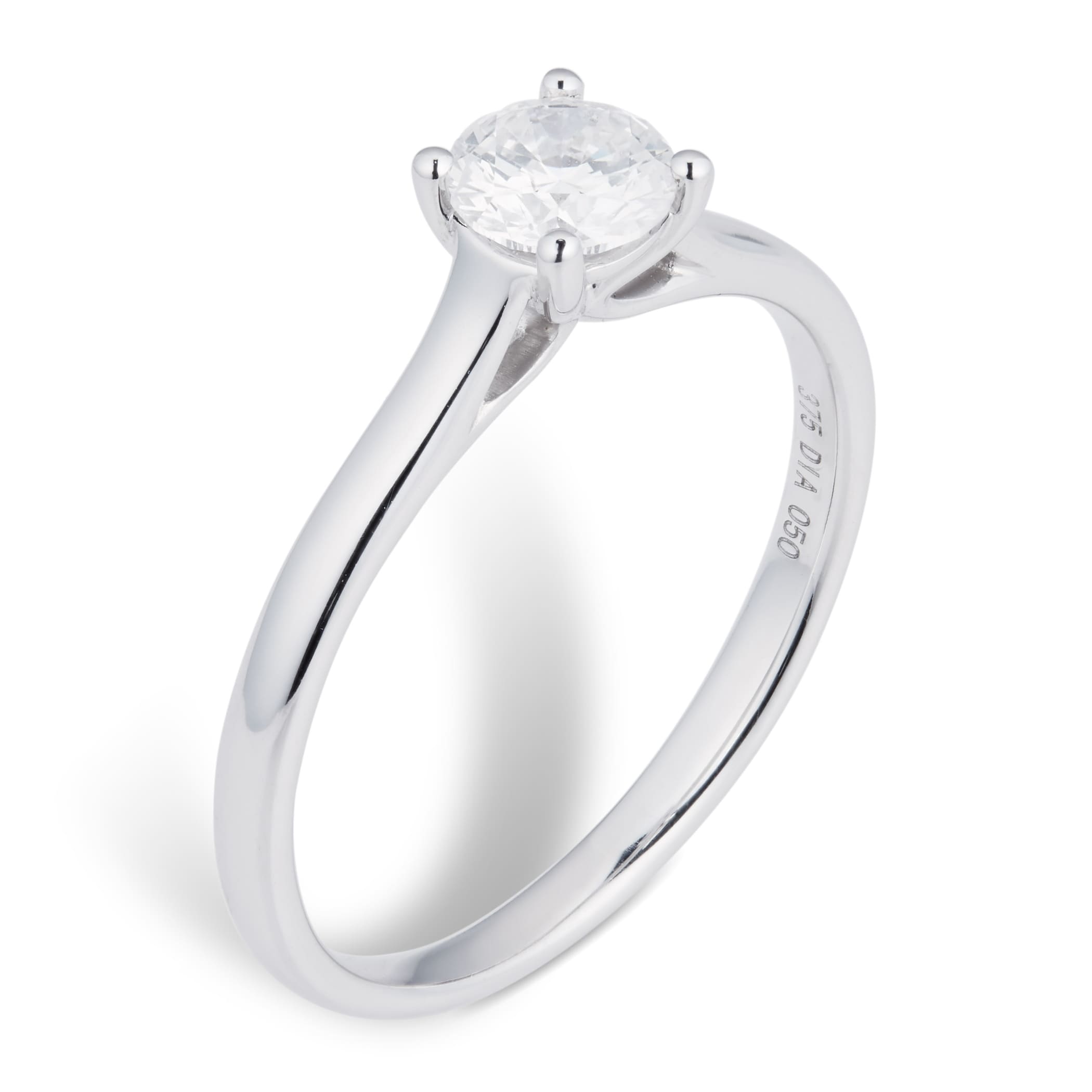 Goldsmiths Brilliant Cut 0.50ct 4 Claw Diamond Solitaire Ring In 9ct White Gold Goldsmiths Brilliant Cut 0.50ct 4 Claw Diamond Solitaire Ring In 9ct White Gold
