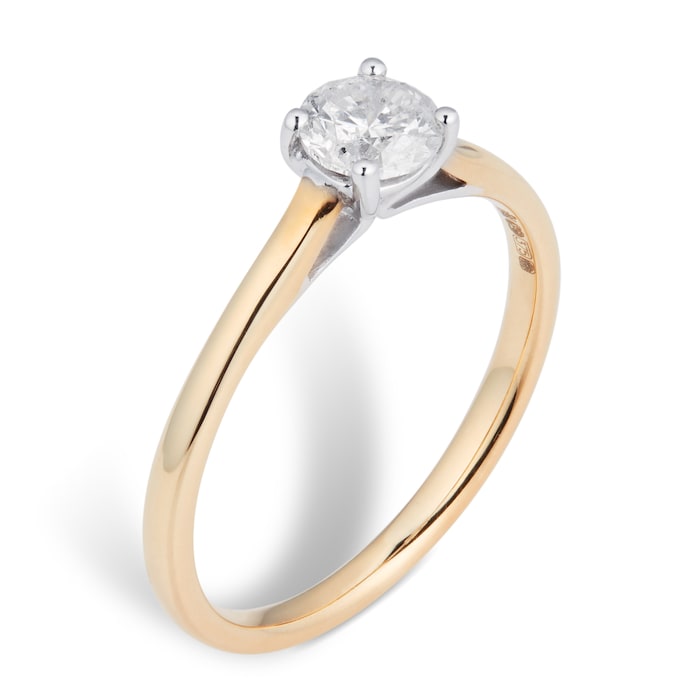 Goldsmiths Brilliant Cut 0.50ct 4 Claw Diamond Solitaire Ring In 9ct Yellow Gold - Ring Size P