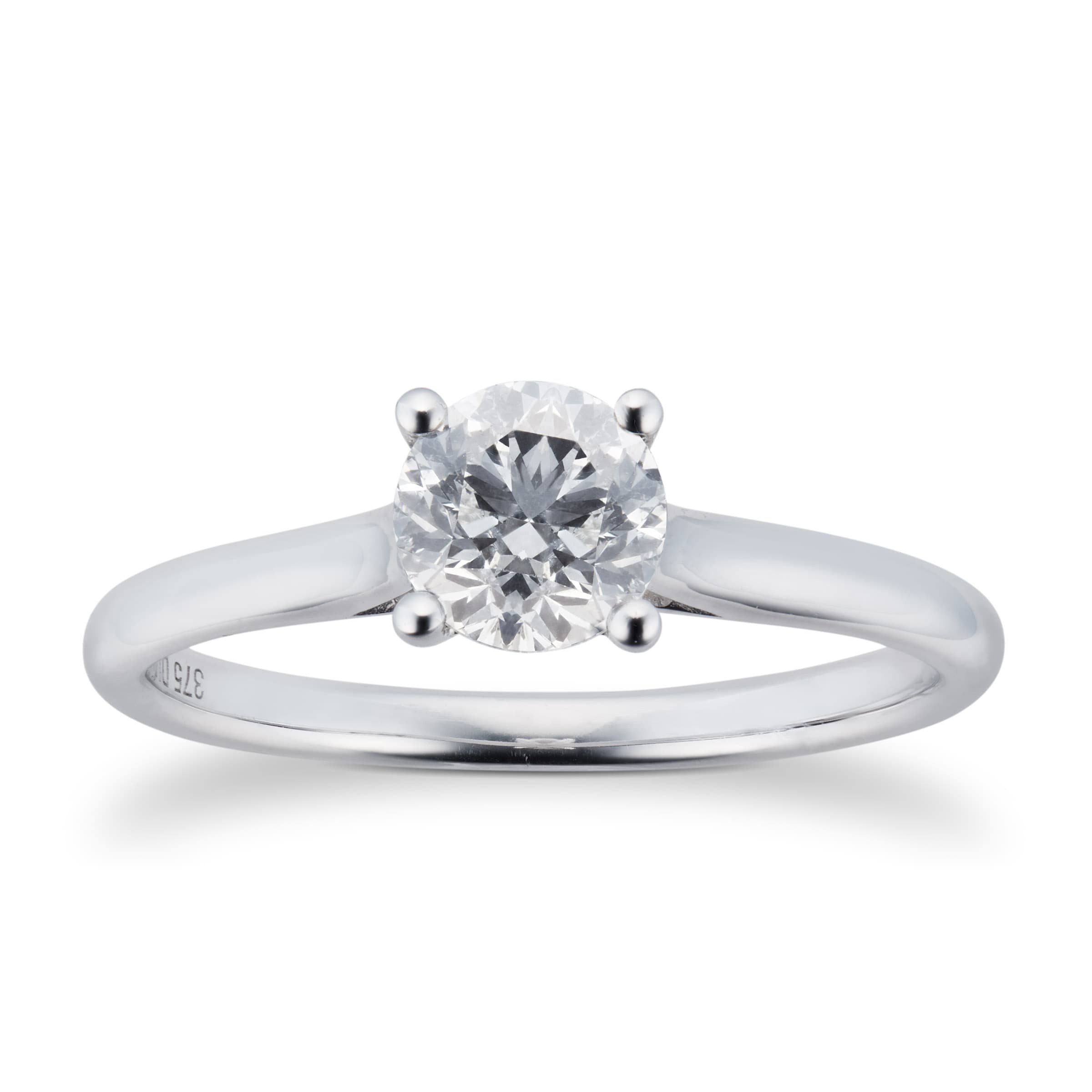 Brilliant Cut 0.70ct 4 Claw Diamond Solitaire Ring In 9ct White Gold - Ring Size Q