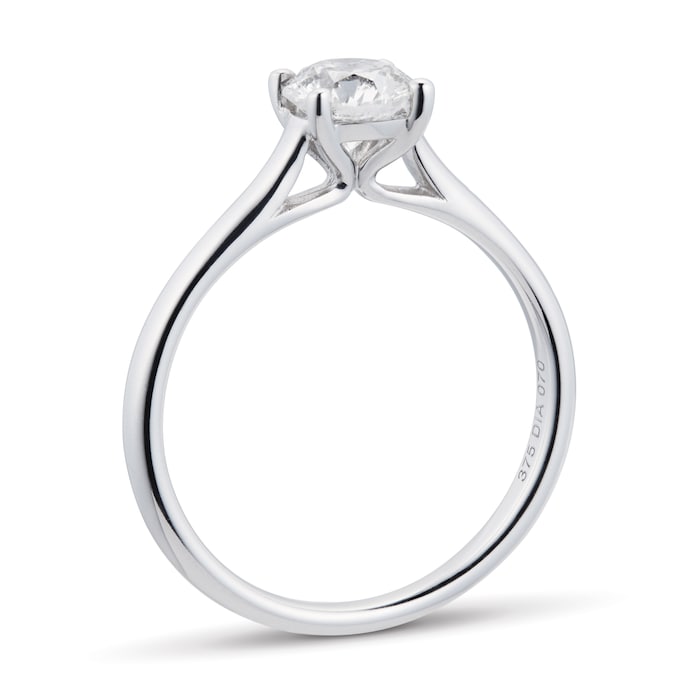 Goldsmiths Brilliant Cut 0.70ct 4 Claw Diamond Solitaire Ring In 9ct White Gold