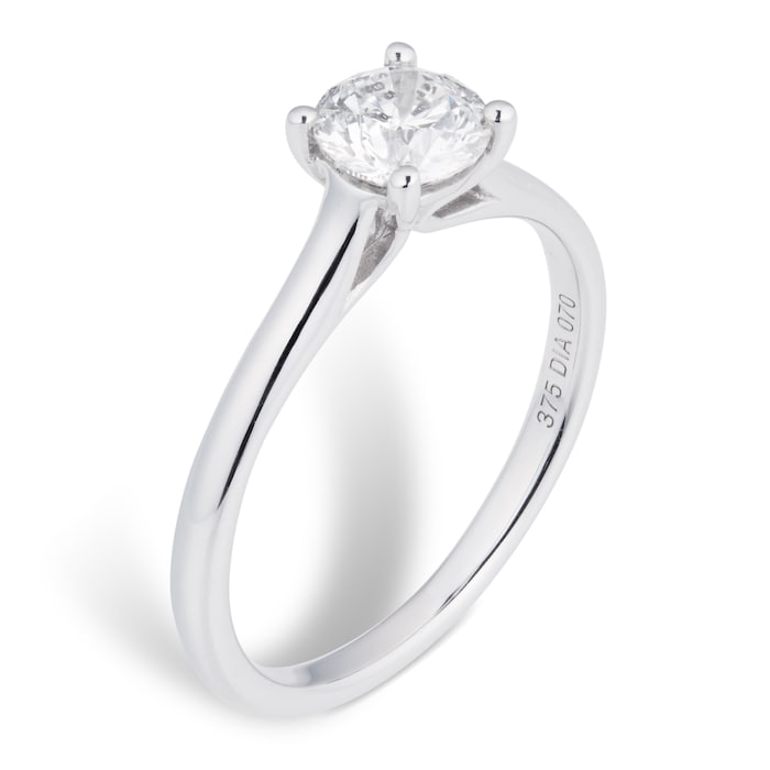 Goldsmiths Brilliant Cut 0.70ct 4 Claw Diamond Solitaire Ring In 9ct White Gold