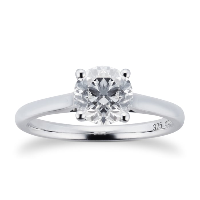 Goldsmiths Brilliant Cut 1.00ct 4 Claw Diamond Solitaire Ring In 9ct White Gold - Ring Size L