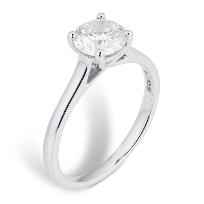 Goldsmiths Brilliant Cut 1.00ct 4 Claw Diamond Solitaire Ring In 9ct White Gold
