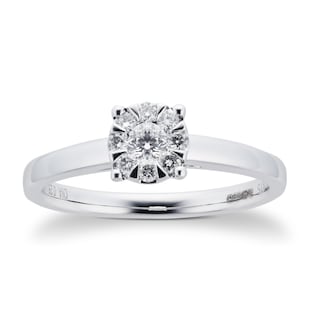 Goldsmiths 9ct White Gold 0.25 Carat Total Weight Diamond Multi Stone Ring