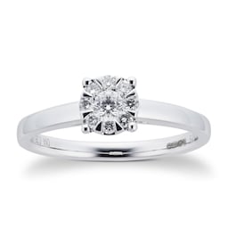 06017243 - 9ct White Gold 0.25 Carat Total Weight Diamond Multi Stone Ring