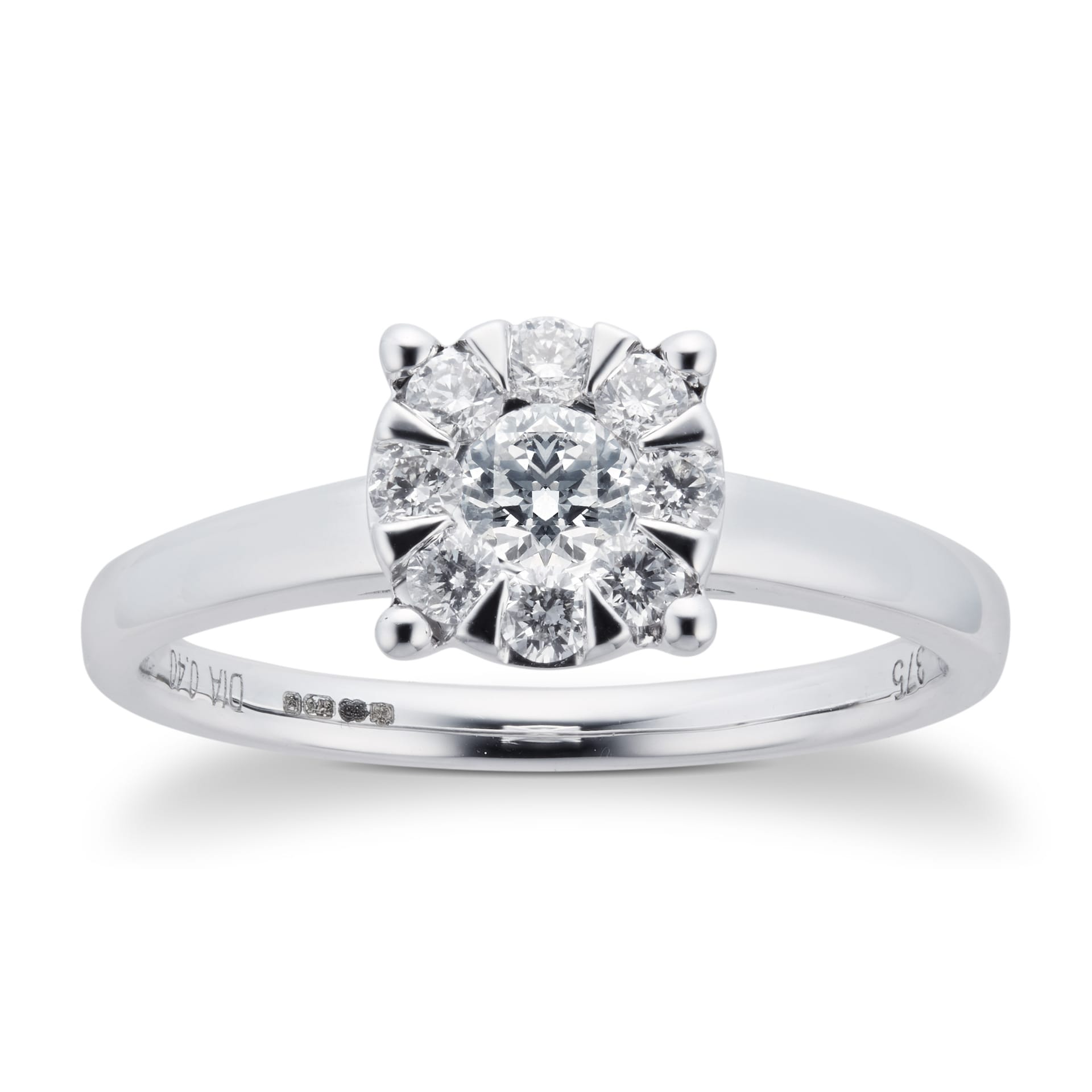 Goldsmiths 9ct White Gold 0.40 Carat Total Weight Diamond Multi Stone Ring