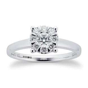 Goldsmiths 9ct White Gold 0.40 Carat Total Weight Diamond Multi Stone Ring