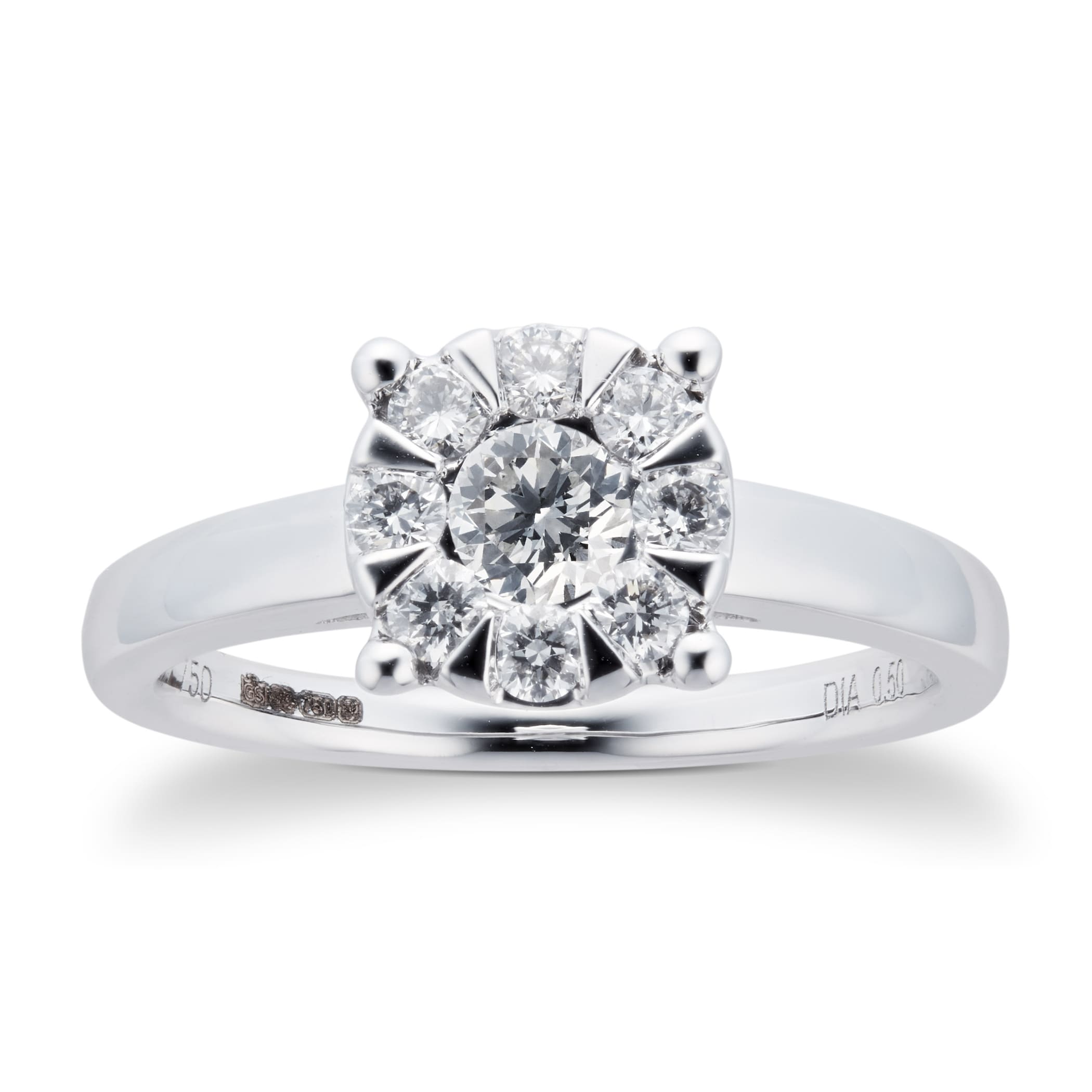 Goldsmiths 18ct White Gold 0.50 Carat Total Weight Diamond Multi Stone Ring Goldsmiths 18ct White Gold 0.50 Carat Total Weight Diamond Multi Stone Ring