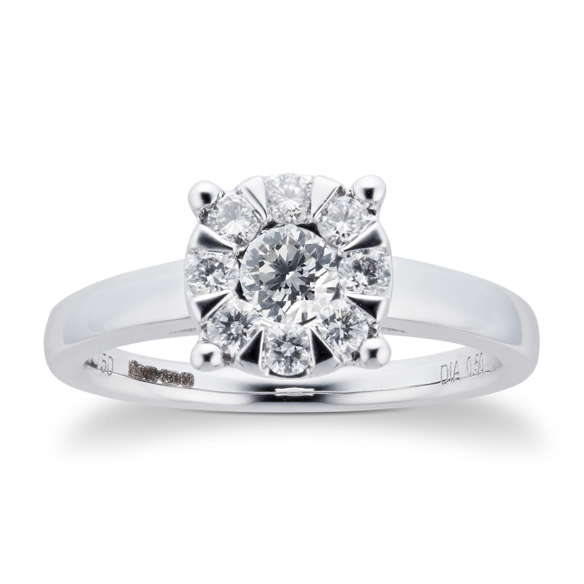 Goldsmiths 18ct White Gold 0.50 Carat Total Weight Diamond Multi Stone Ring Goldsmiths 18ct White Gold 0.50 Carat Total Weight Diamond Multi Stone Ring
