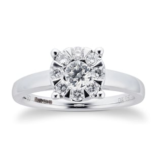 Goldsmiths 18ct White Gold 0.50 Carat Total Weight Diamond Multi Stone Ring