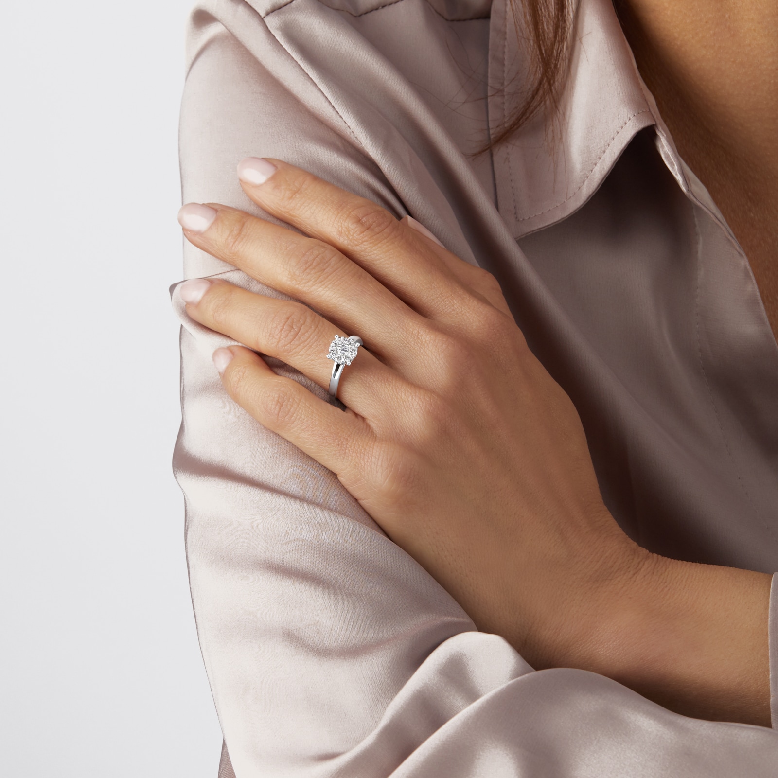 Goldsmiths 18ct White Gold 0.50 Carat Total Weight Diamond Multi Stone Ring Goldsmiths 18ct White Gold 0.50 Carat Total Weight Diamond Multi Stone Ring