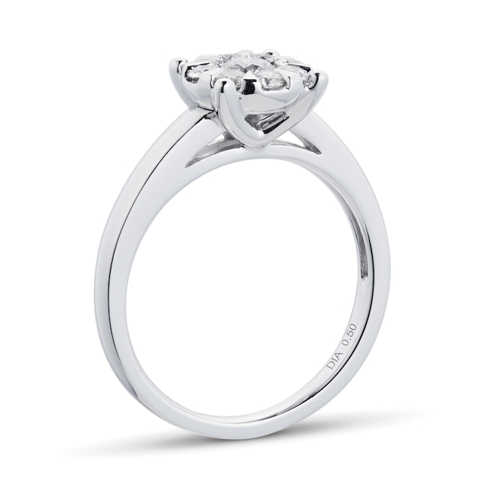 Goldsmiths 18ct White Gold 0.50 Carat Total Weight Diamond Multi Stone Ring - Ring Size L