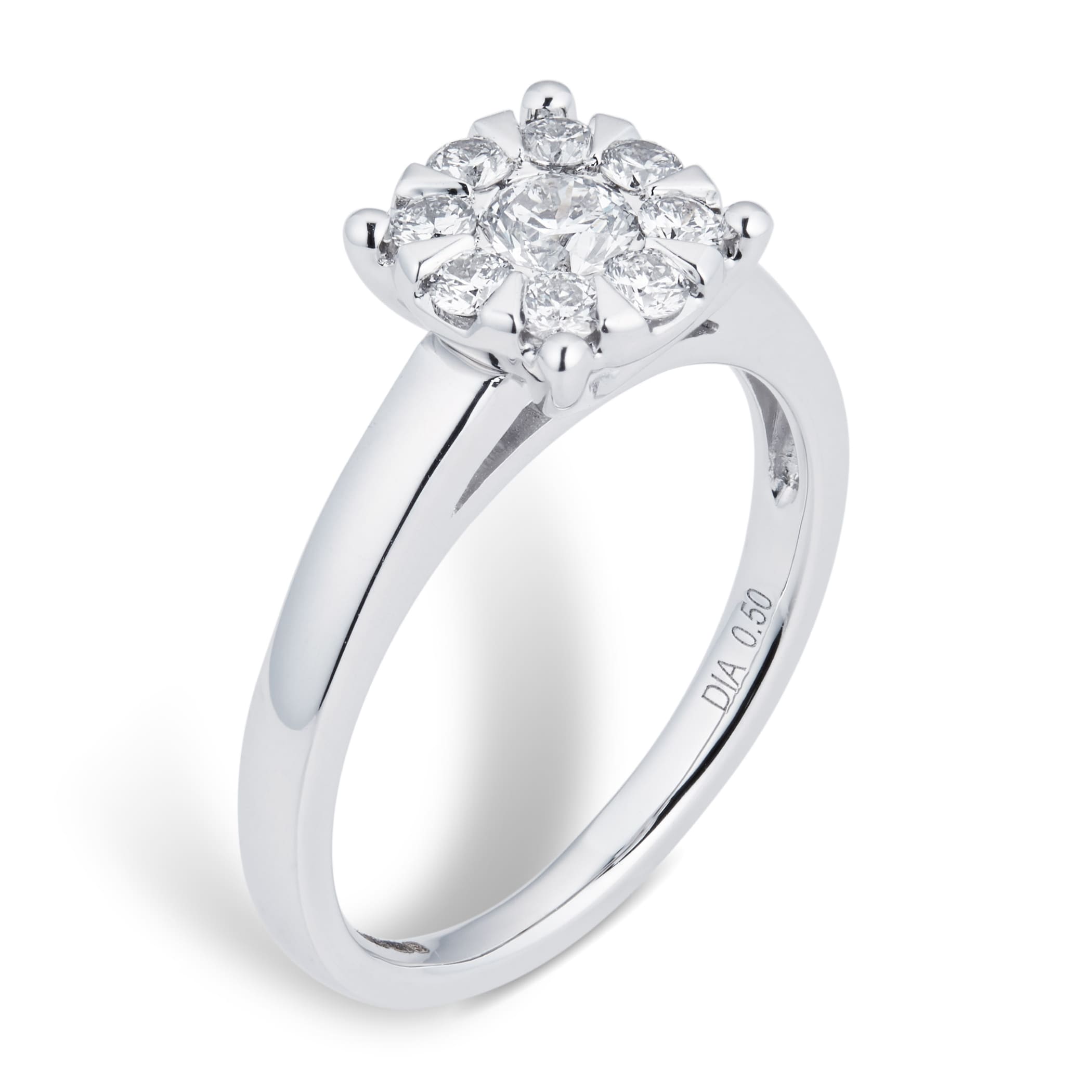 Goldsmiths 18ct White Gold 0.50 Carat Total Weight Diamond Multi Stone Ring Goldsmiths 18ct White Gold 0.50 Carat Total Weight Diamond Multi Stone Ring