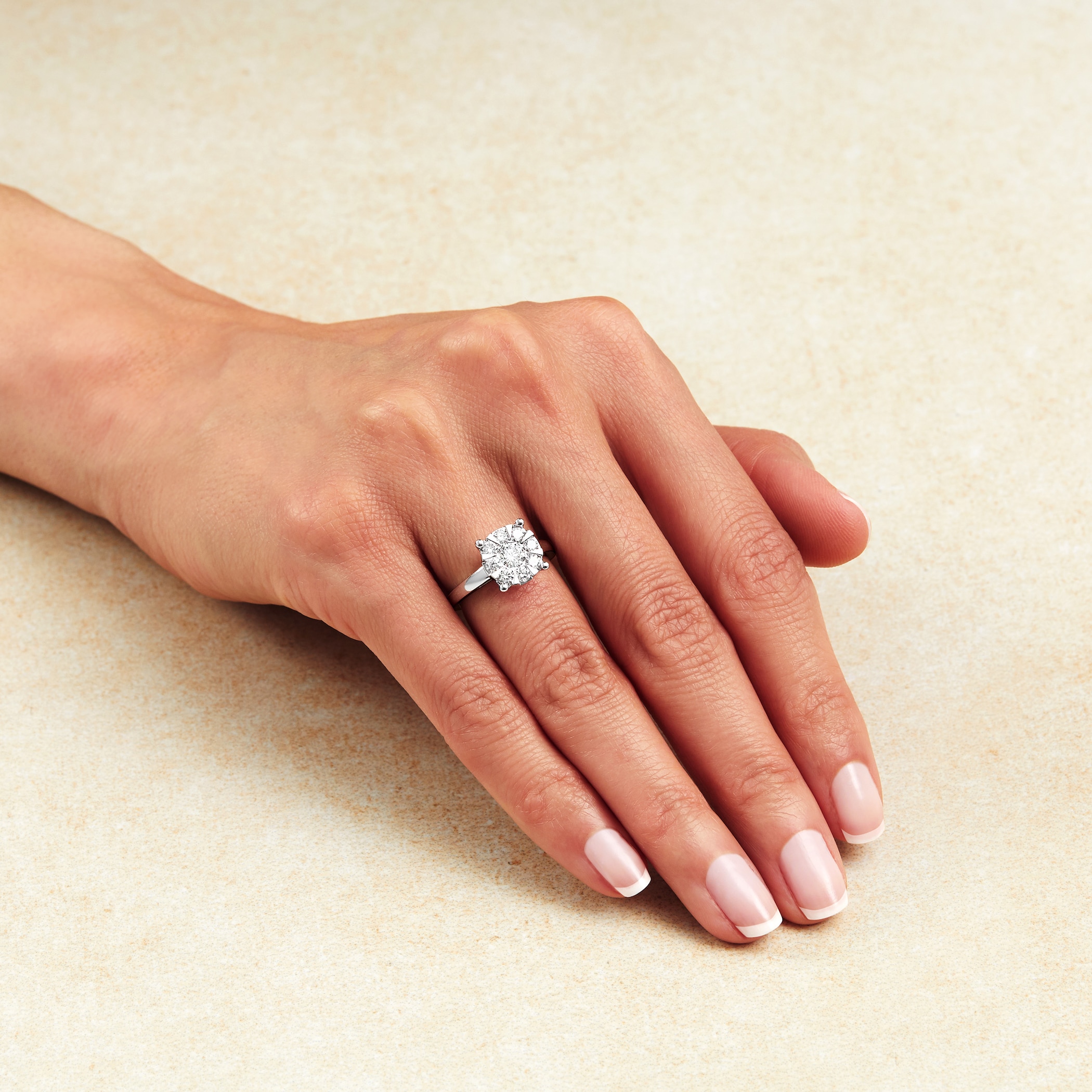 Goldsmiths 18ct White Gold 1.00 Carat Total Weight Diamond Multi Stone Ring - Ring Size M Goldsmiths 18ct White Gold 1.00 Carat Total Weight Diamond Multi Stone Ring - Ring Size M