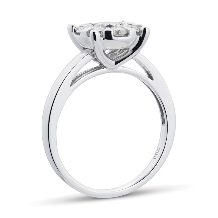 Goldsmiths 18ct White Gold 1.00 Carat Total Weight Diamond Multi Stone Ring - Ring Size J