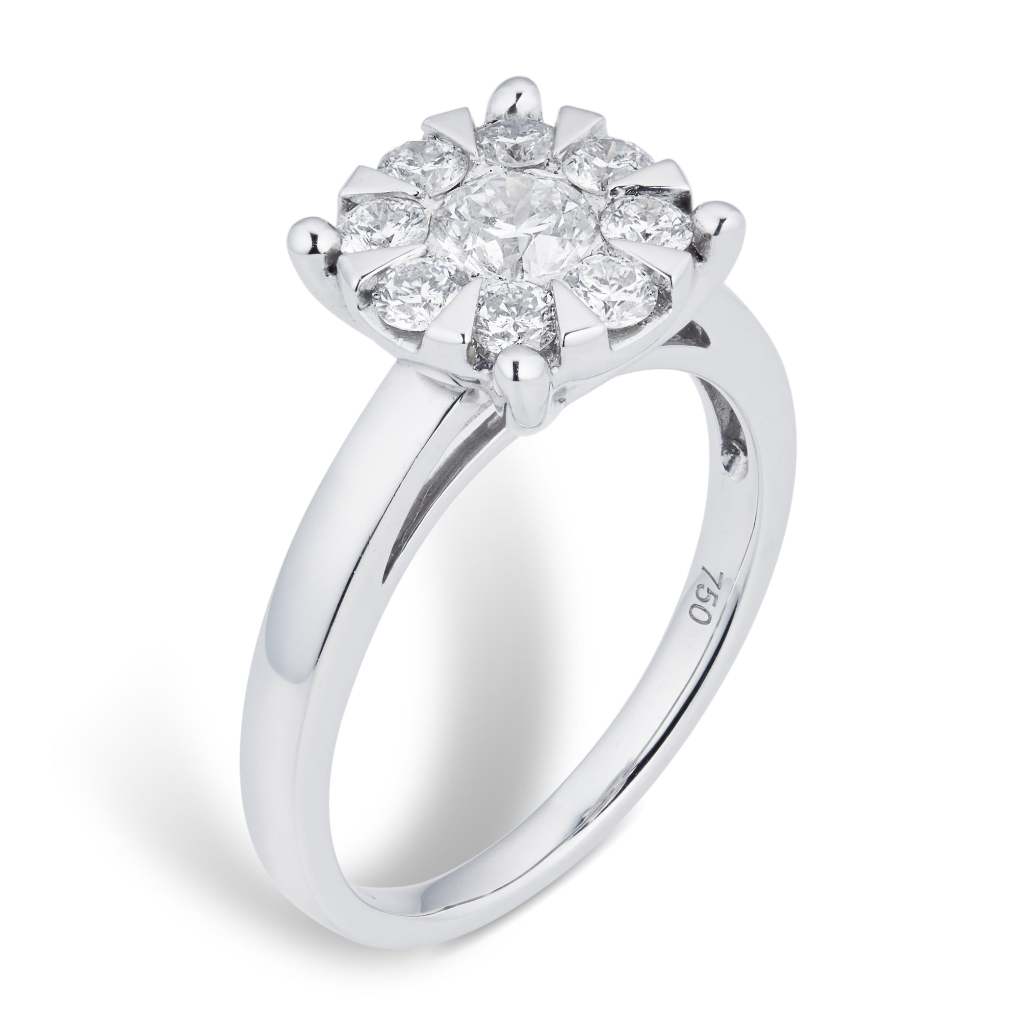 Goldsmiths 18ct White Gold 1.00 Carat Total Weight Diamond Multi Stone Ring - Ring Size M Goldsmiths 18ct White Gold 1.00 Carat Total Weight Diamond Multi Stone Ring - Ring Size M