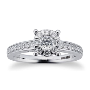 Goldsmiths 18ct White Gold 0.50 Carat Total Weight Diamond Multi Stone Ring