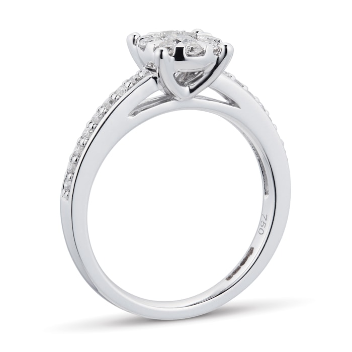 Goldsmiths 18ct White Gold 0.50 Carat Total Weight Diamond Multi Stone Ring - Ring Size J