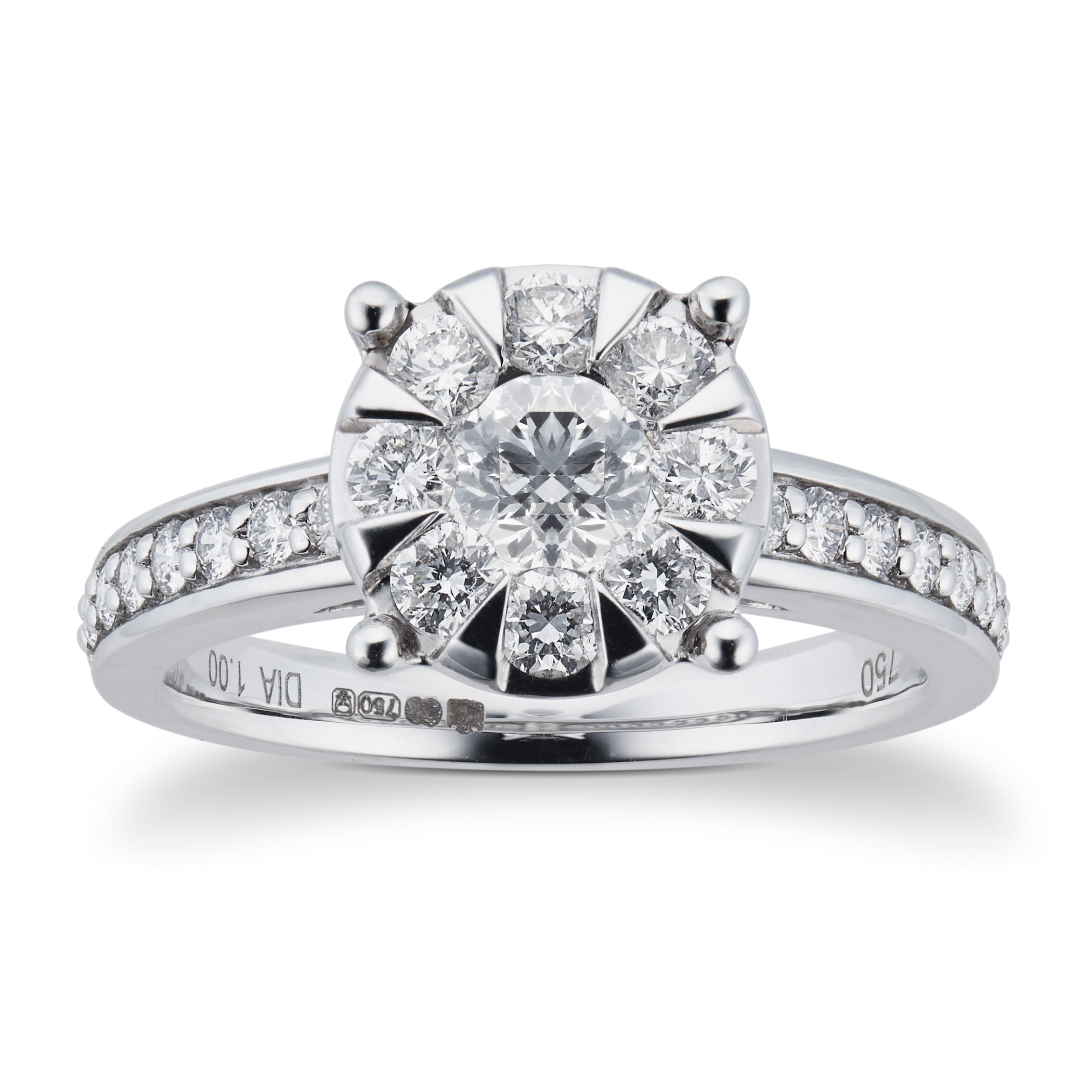 Goldsmiths 18ct White Gold 1.00 Carat Total Weight Diamond Multi Stone Ring - Ring Size K Goldsmiths 18ct White Gold 1.00 Carat Total Weight Diamond Multi Stone Ring - Ring Size K
