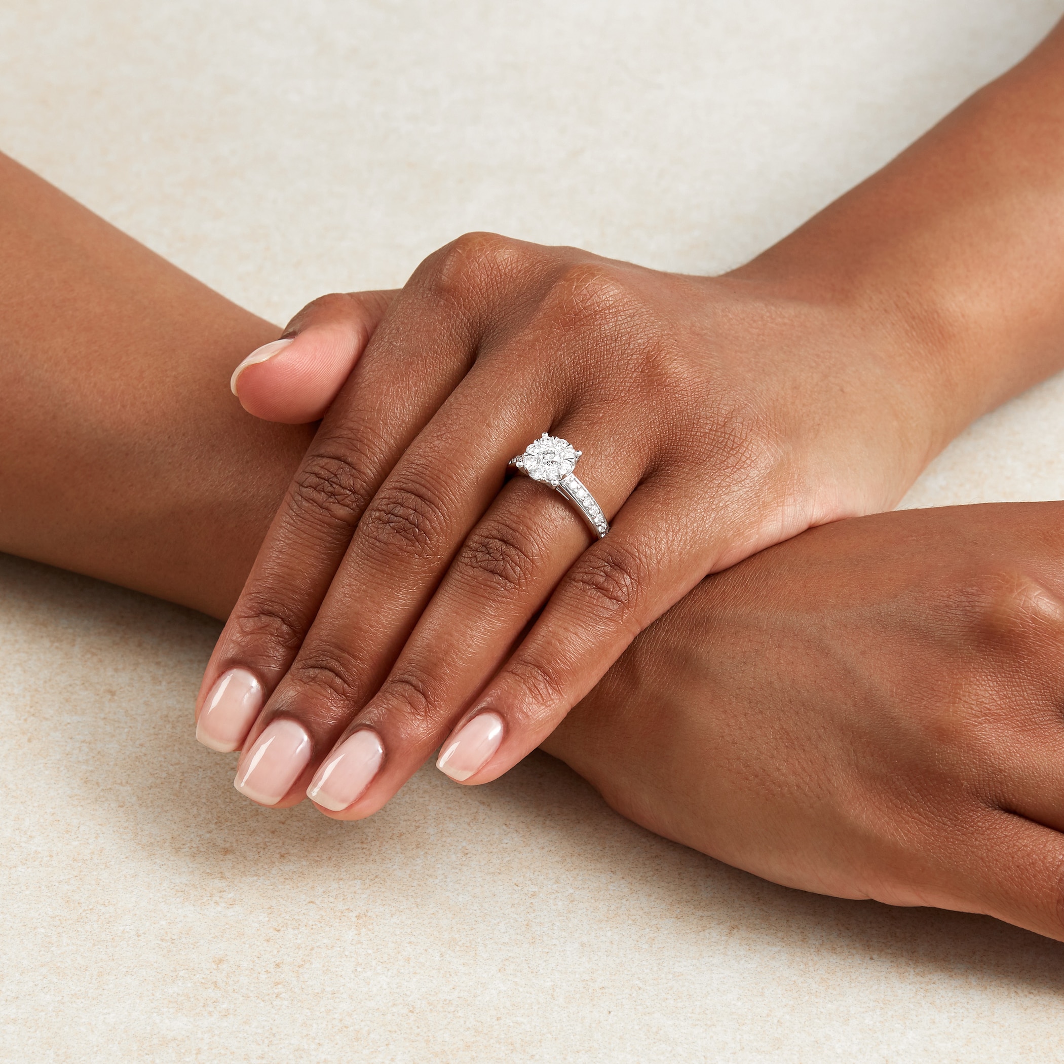 Goldsmiths 18ct White Gold 1.00 Carat Total Weight Diamond Multi Stone Ring - Ring Size K Goldsmiths 18ct White Gold 1.00 Carat Total Weight Diamond Multi Stone Ring - Ring Size K