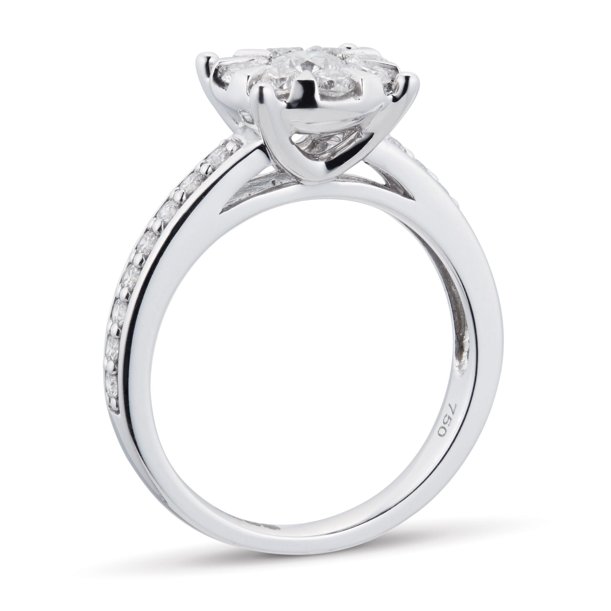 Goldsmiths 18ct White Gold 1.00 Carat Total Weight Diamond Multi Stone Ring - Ring Size K Goldsmiths 18ct White Gold 1.00 Carat Total Weight Diamond Multi Stone Ring - Ring Size K