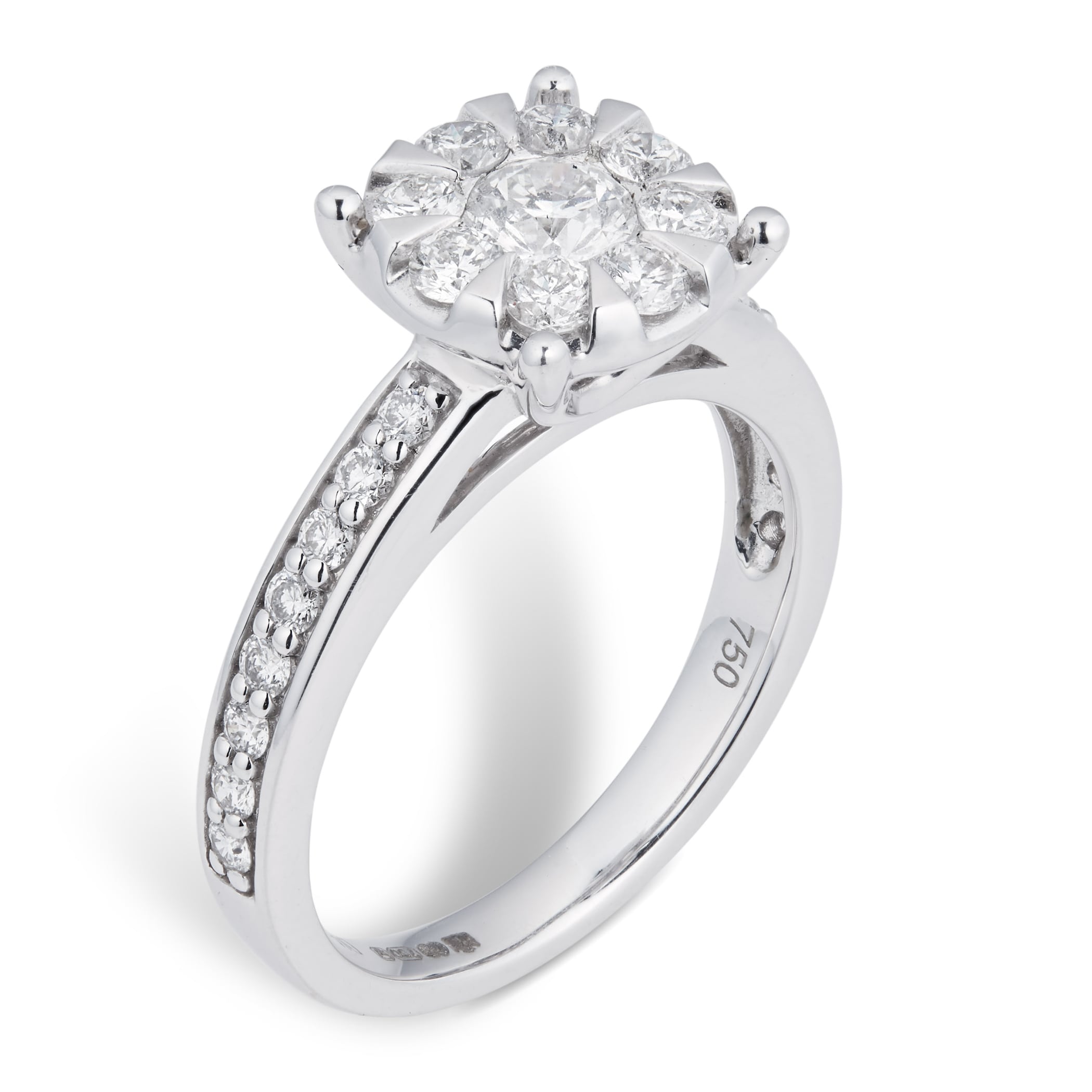 Goldsmiths 18ct White Gold 1.00 Carat Total Weight Diamond Multi Stone Ring - Ring Size K Goldsmiths 18ct White Gold 1.00 Carat Total Weight Diamond Multi Stone Ring - Ring Size K