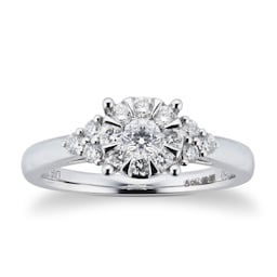 06017250 - 18ct White Gold 0.50 Carat Total Weight Multi Stone trefoil Ring