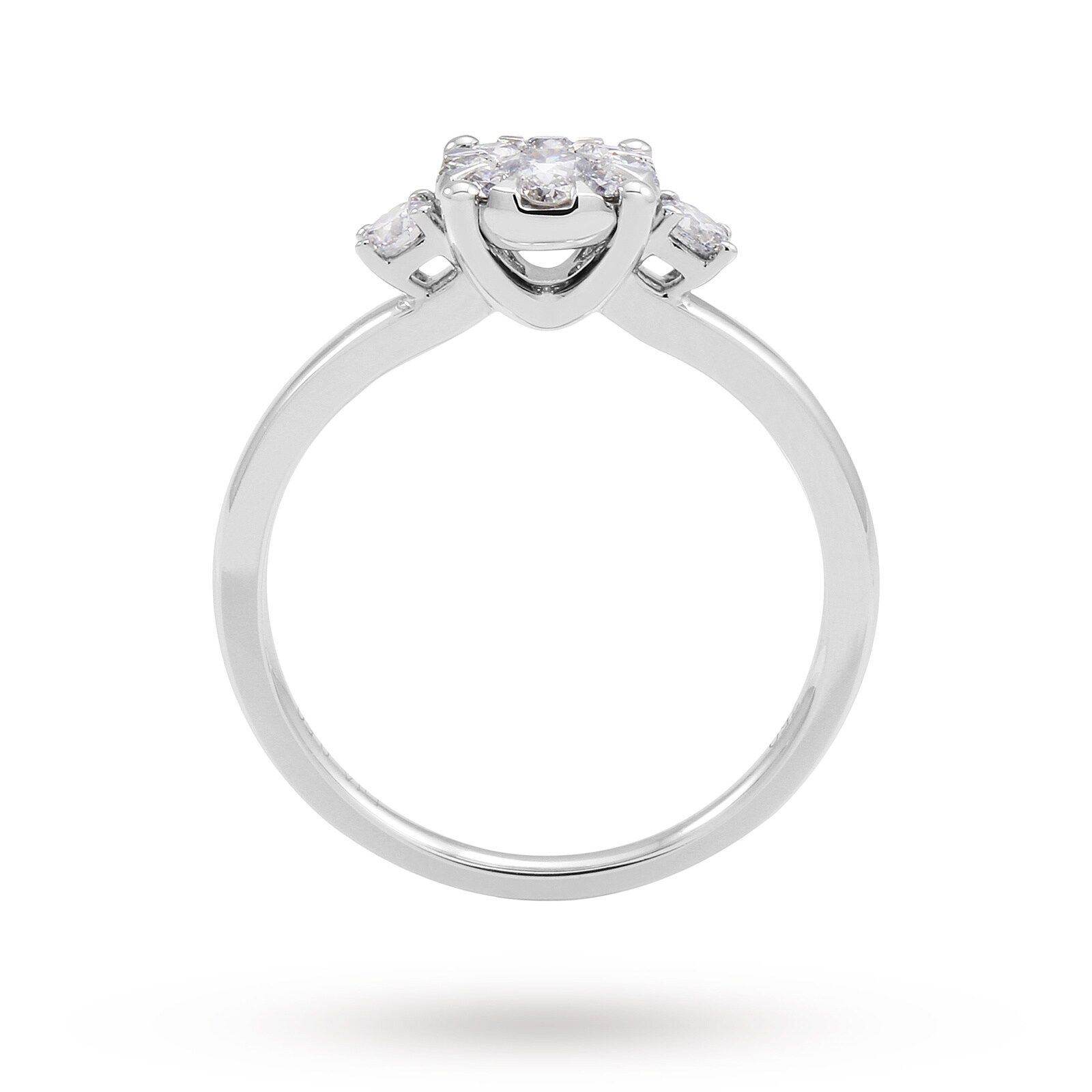 Goldsmiths 18ct White Gold 0.50 Carat Total Weight Diamond Multi Stone Shoulder Ring