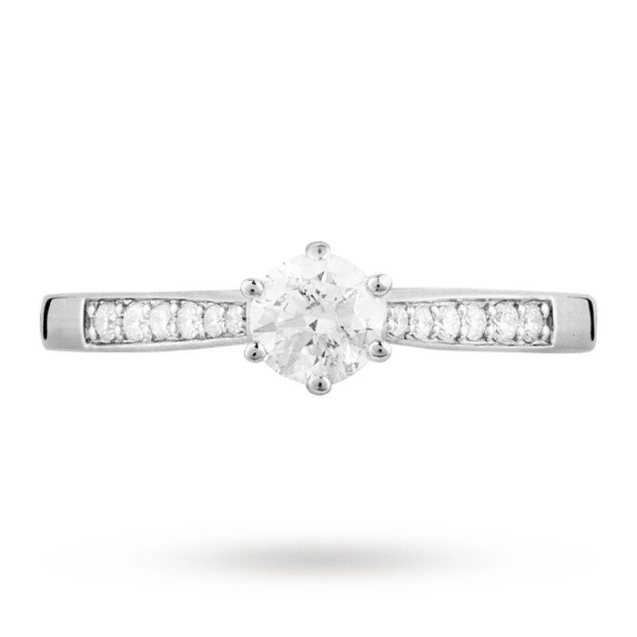 Goldsmiths 18ct White Gold Brilliant Cut 0.42 Carat 88 Facet Diamond Ring