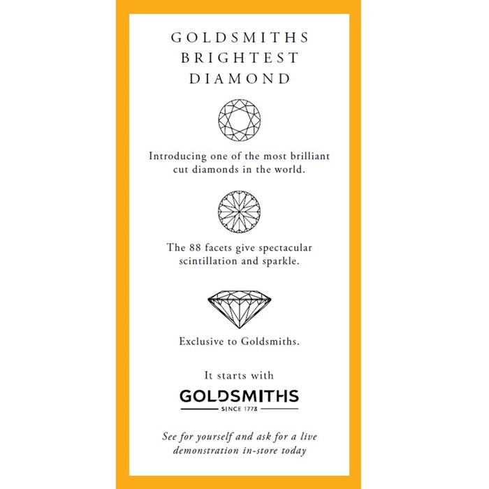 Goldsmiths 18ct White Gold Brilliant Cut 0.42 Carat 88 Facet Diamond Ring