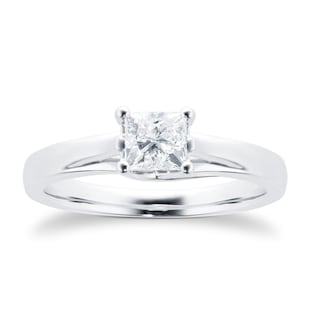 Goldsmiths 18ct White Gold 0.40cttw Princess Cut Diamond Engagement Ring