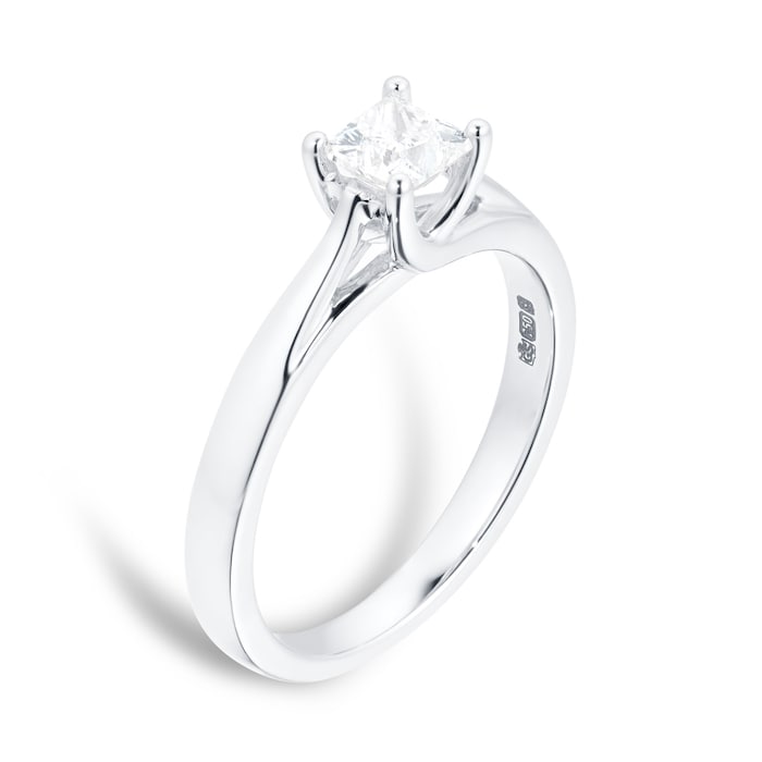 Goldsmiths 18ct White Gold Princess Cut 0.40 Carat 88 Facet Diamond Ring
