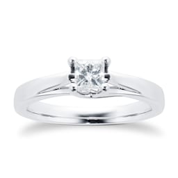 06017308 - 18ct White Gold Princess Cut 0.25 Carat 88 Facet Diamond Ring