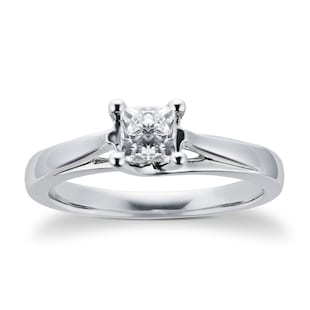 Goldsmiths Platinum Princess Cut 0.50 Carat 88 Facet Diamond Ring