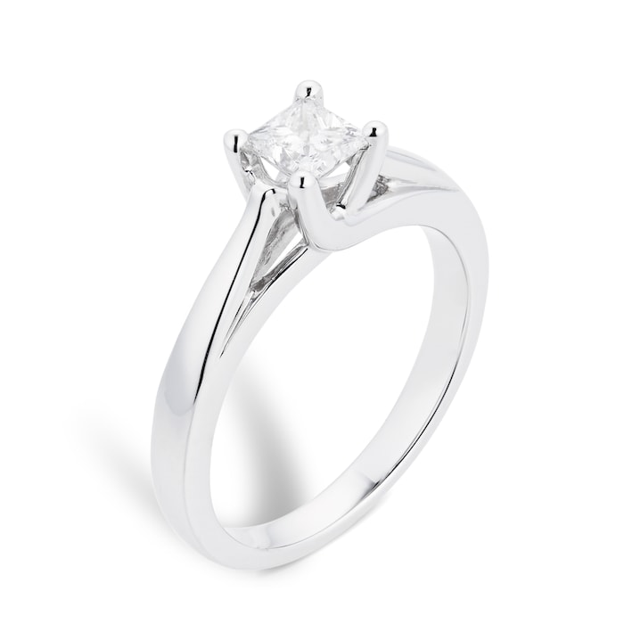 Goldsmiths Platinum Princess Cut 0.50 Carat 88 Facet Diamond Ring