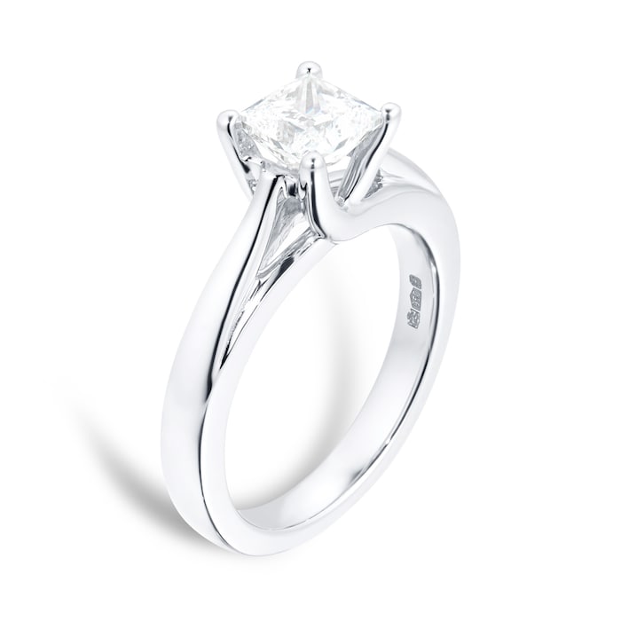 Goldsmiths Platinum Princess Cut 1.00 Carat 88 Facet Diamond Ring