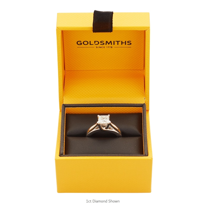 Goldsmiths Platinum Princess Cut 0.70 Carat 88 Facet Diamond Ring